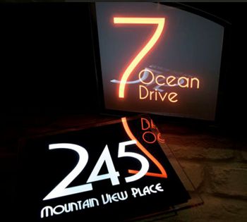 View the Stunning Sirius 215mm x215mm range of LED illuminated House signs. The Sirius 215 is a bright illuminating sign, providing a modern and welcoming touch to your home while maintaining a sleek and unobtrusive look. This size strikes a balance between prominence and subtlety, making it a functional and stylish addition to your home